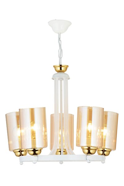 Genel Markalar Uzay 5'li Beyaz Silindir Cam Lüks Yukarı Bakan Avize