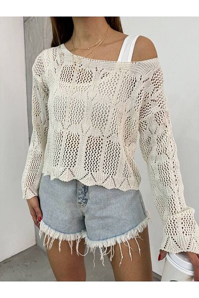 BİKELİFE Dámská béžová letní pletená halenka z lycry New Season