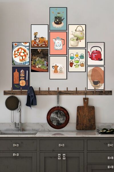 ÖZCANLAR ÇERÇEVE Çerçevesiz Cafe Dekoratif 11 Parça Mutfak Lazer Kesim Ahşap ...