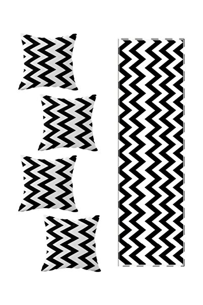 Pelangi Siyah Zigzag Salon Mutfak Masa Değişik Ranır Modelleri Dekoratif 4'lü...