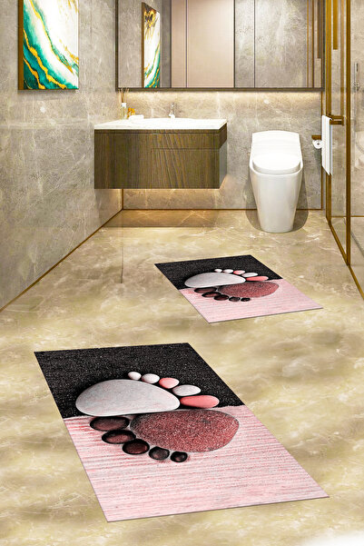 EY HOME Set de toaletă pentru covor de baie dublu, lavabil, anti-alunecare, c...