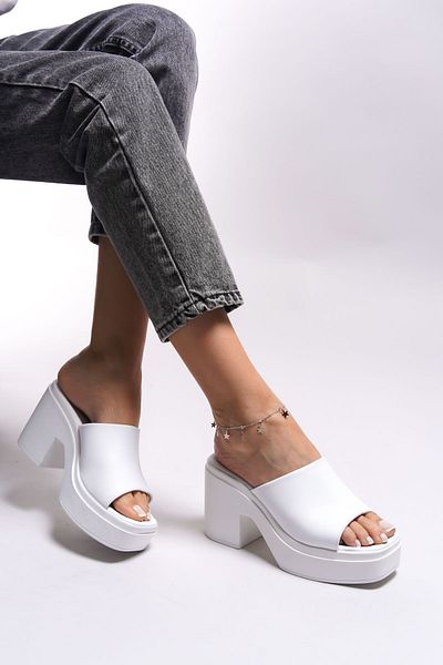 Riccon Nytmrius Damen-Slipper mit Absatz0012280 Weiß