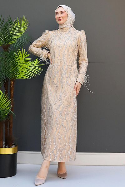 GİZ AGİYİM Βραδινό Φόρεμα Hijab Χρυσό - Ala
