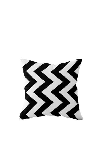 Pelangi غطاء وسادة بسحاب مخفي بنمط متعرج أسود مزدوج الجوانب - غطاء وسادة للمقعد