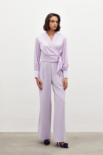 Sateen Bluză din satin cu curea laterală - LILA