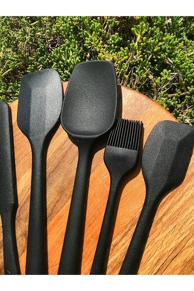 DMR black silicone spatula spoon set of 6