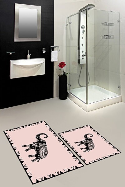 EY HOME με τύπωμα Σετ καθαρισμού τουαλέτας με αντιολισθητικό χαλάκι μπάνιου μ...