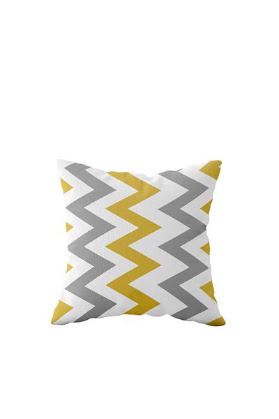on the clouds Yellow Gray Double Sided Zigzag Pillow Case - Hidden Zipper Detail