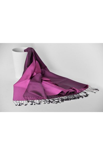 ARMANDA 100% Silk Shawl - Black-fuchsia