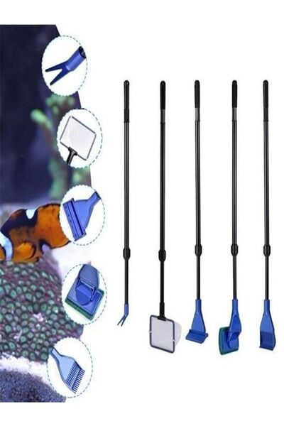 Özasya AVM 5 in 1 Akvaryum Tankı Temizleme Seti Akvaryum Balığı Bakım Seti
