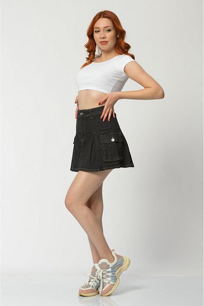 What's Up Fustă mini din denim cu buzunar Whatsup - Antracit