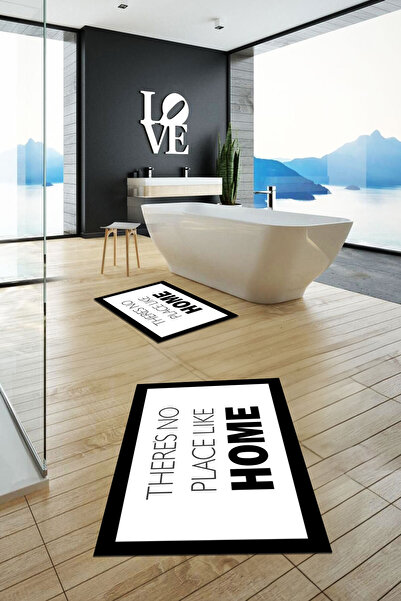 EY HOME με τύπωμα Πλενόμενο αντιολισθητικό σετ καθίσματος τουαλέτας με διπλό χαλάκι μπάνιου για το σπίτι