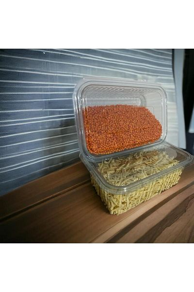 SAMET AMBALAJ Plastic Leakproof Container 1000 Gr Cc Disposable Disposable Plastic Bowl with Lid 10 Pieces
