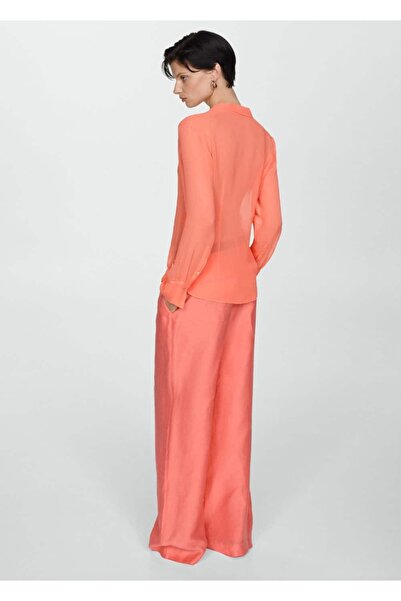 MANGO Woman Yarı transparan düğmeli gömlek