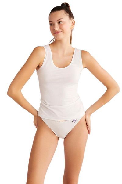 Kom Λευκό Χοντρό λουράκι Singlet Tank Top - Βαμβακερό