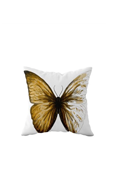 Pelangi Gold Butterfly Patterned Double Sided Hidden Zipper Pillow Case