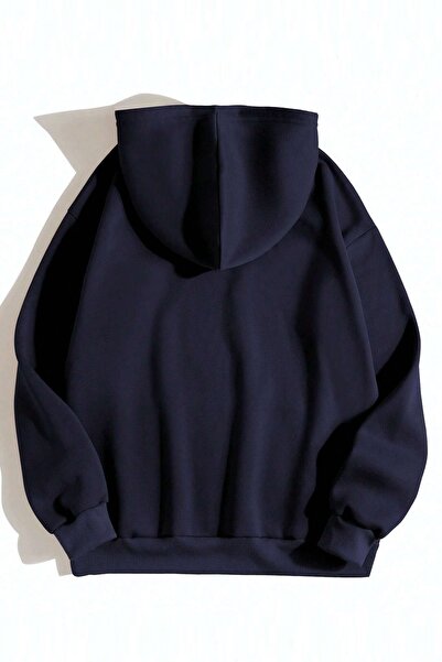 MODAGEN Uniszex sötétkék San Francisco nyomott, túlméretezett kapucnis pulóver