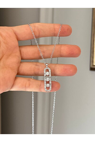 emy by emel luxury silver jewelry قلادة ميسي - سلسلة طويلة من الفولاذ