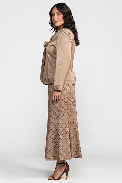 MİYORO Σετ μπουφάν με φούστα με καρό μοτίβο ζακάρ