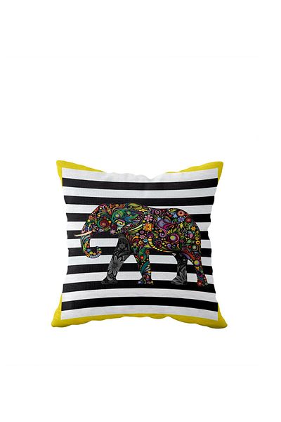 on the clouds Yellow Ethnic Elephant Patterned Single Side Hidden Zipper Pillow Case Throw Pillow Sofa Pillow Case