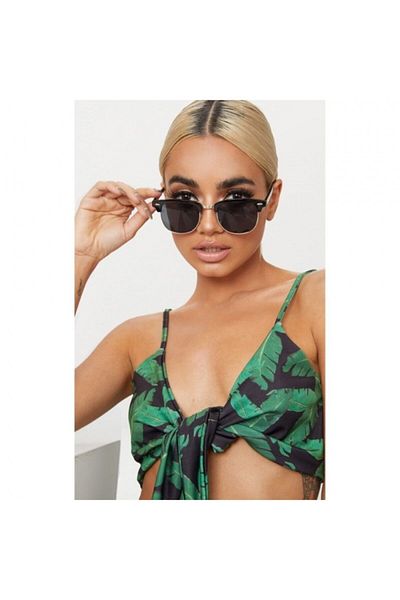Makro Optik Classic Retro Gold Frame Black Unisex Sunglasses