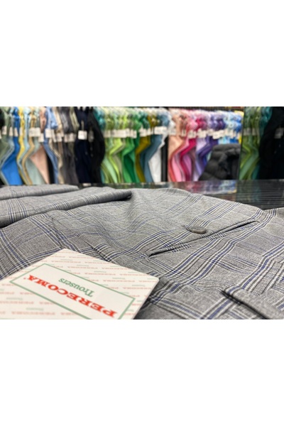 Perecoma Corcotti Ekose Kareli Slim Fit Kumaş