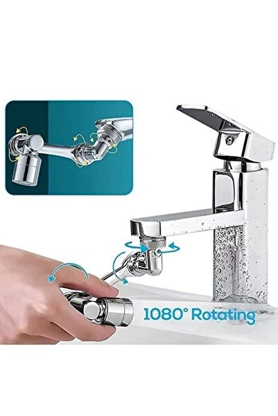 sengenegel Musluk Ucu Pratik Krom 1080 Derece Dönebilen 2 Fonksiyonlu Evrensel Perlatör Filtre Musluk Başlığı