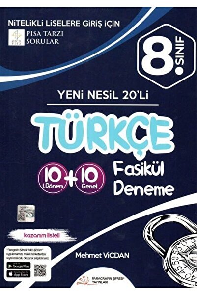 Paragrafın Şifresi Yayınları Paragrafın Şifresi 8. Sınıf Türkçe 10+10 Fasikül...