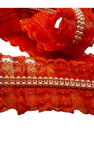 BukiroAtelier 2 Meters Thick Lacy Pearl Ruched Ribbon - Ruffled