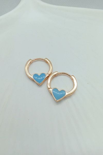 Elasya Jewels Xuping Blue Earrings - Heart Detail