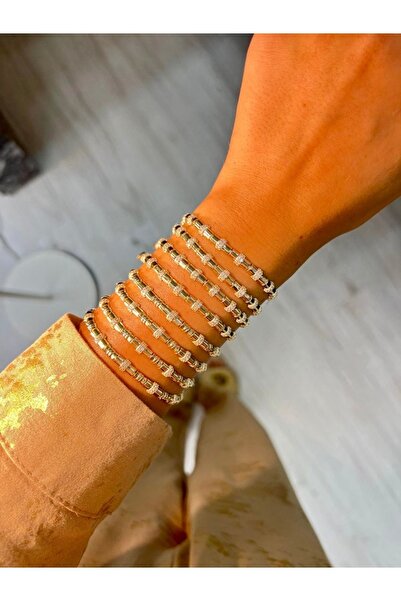 Adel Gold 14 Ayar Kadın Taşlı Düz Model Serenay Bileklik-7 GR