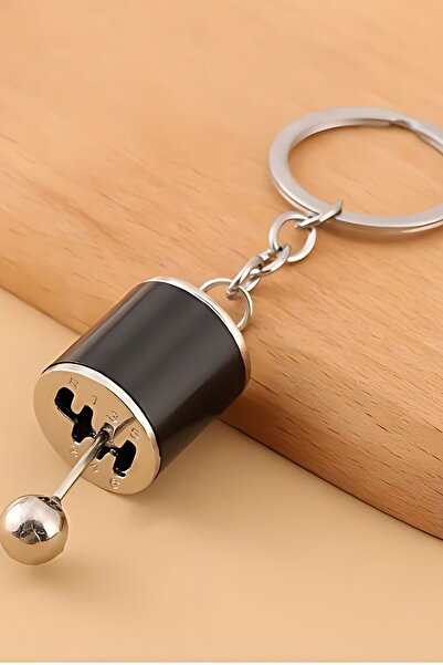 ŞEN AKSESUAR Siyah Renk Hareketli Araba Manuel Vites Anahtarlık Altı Hız Dişli Shifter Topuzu Metal Anahtarlık