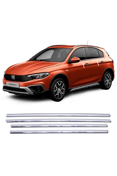 MYTUNİNG Fiat Egea Cross Krom Cam Çıtası 4 Parça P.ÇELİK 2020 ve Üzeri Uyumlu