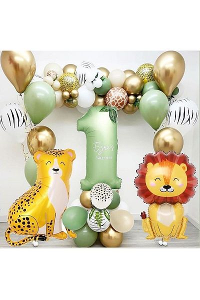 DÜVENCİ TİCARET Lion Cat Foiled Balloon Set