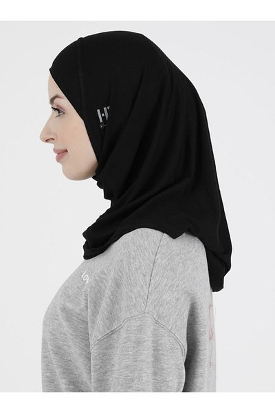 Ecardin Αθλητικό Άνετο Έτοιμο Μαύρο Hijab - Sports Hanfendy Series - St 043