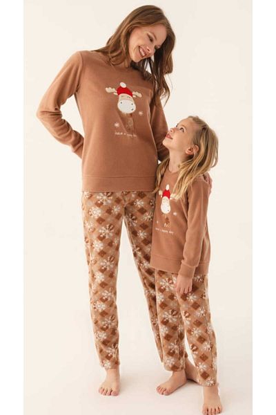 Arnetta Mother and Daughter Fleece Pajamas Set - Prices Different, Need Add One by One in the Basket