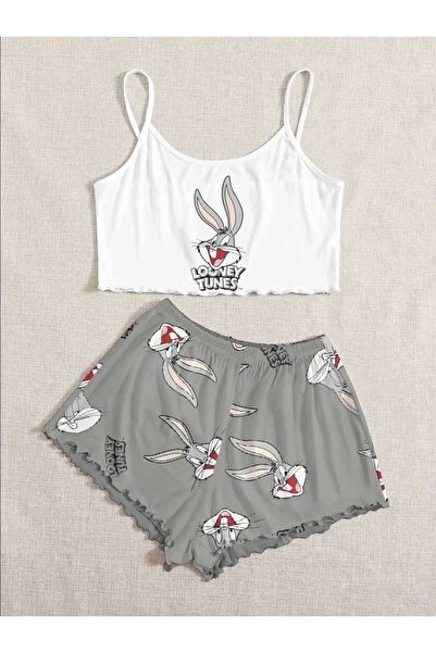 PEMBİŞ HOMEWEAR Askılı Şort Pijama Takımı Bugs Bunny Supersoft Basic Süprem