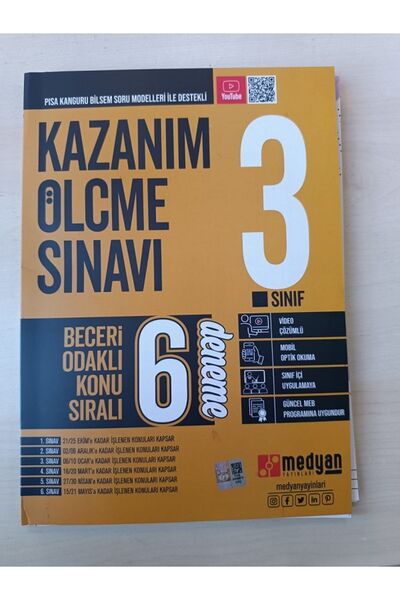 Medyan Yayınları 2024 MEDYAN 3.SINIF KAZANIM ÖLÇME SINAVI PISA KANGURU BİLSEM...