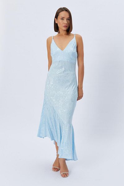 lovebox Rochie de seara din satin - Bretele din frânghie imprimate si ajustate, RYN-001