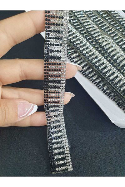 ESRA ŞELEM Black Silver Two Colors Decorative Strip - Iron-on Hobby Accessory