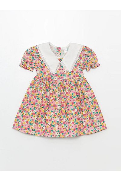 LC Waikiki LCW baby Bebe Collar Short Sleeve Floral Baby Girl Dress LCW