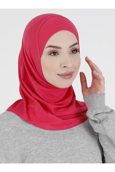 Ecardin Premium Fuchsia Plain Sports Hijab - Athletic Hijab Sport Hijab Bonnet