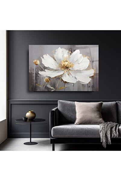 TAULART Tablou de lux cu imagine de flori de 4 mm, din sticlă temperată de în...