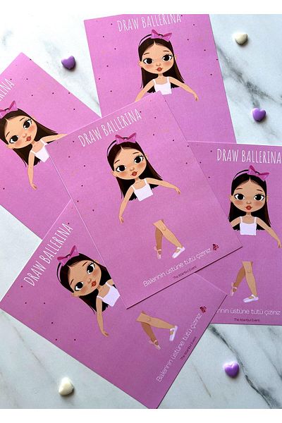 The Istanbul Event Pink Game and Entertainment Card Set of 5 - Ballerina Concept 'Draw Ballerina'