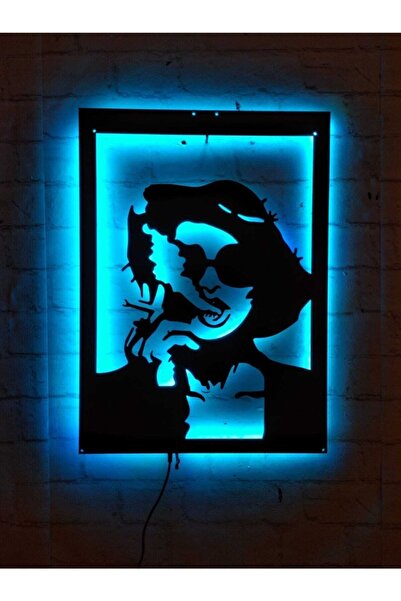 MF TASARIM Marla Singer Rgb Led Işıklı Ahşap Mdf Dekoratif Tablo