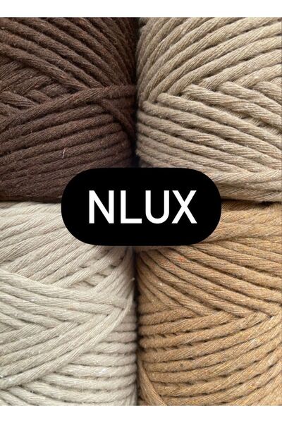 NLUX 1 Kg Snur de pieptănat Macrame - 3,0/3,5 mm, 4x250 gr Bumbac