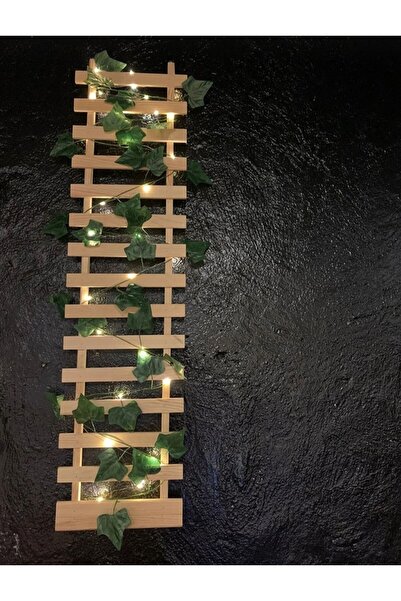 ViraHome Ledli Pilli Çamağacı Ahşap Saksı Sarmaşıklı Standı Çiçeklik Kış Bahçesi Balkon Dekor Yapay Çiçek