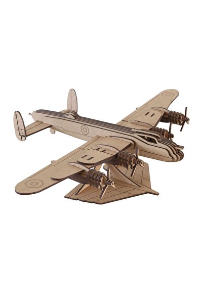 Mavi Doku Lancaster Bombardıman Uçağı 3D Ahşap Puzzle Maketi