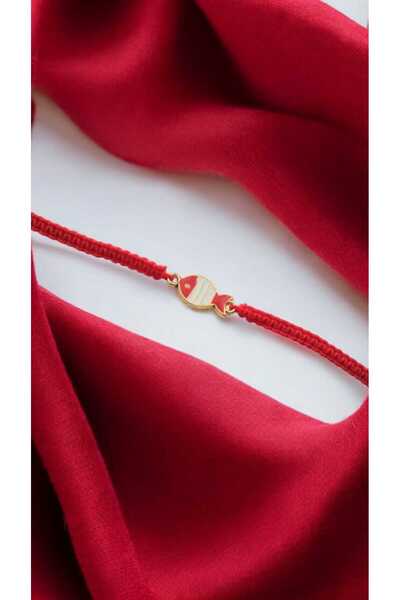 nasclaycollection Hediye Arkadaş Dost Bilekliği Kırmızı Balık Paraşüt Ipi Örgü