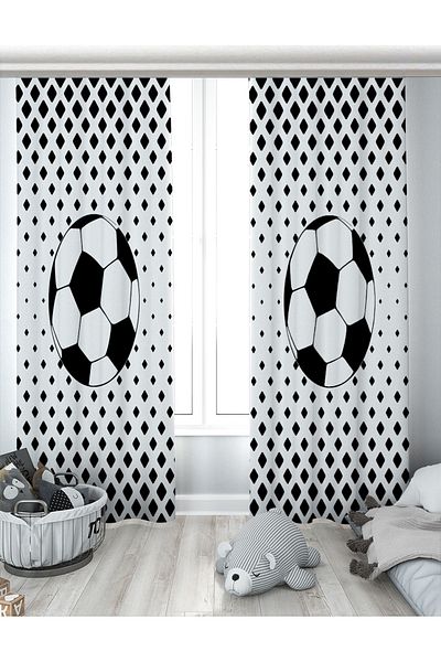 Evperest Black and White Fan Biplane Background Curtain EPP133